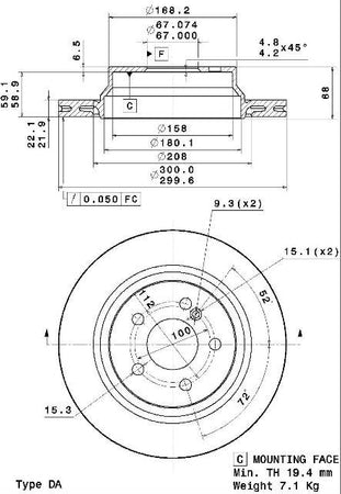 Disco freno posteriore Mercedes cod.09.a358.10