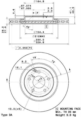 Disco freno anteriore Mercedes cod.09.a448.10