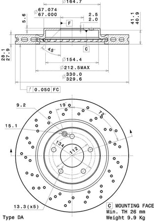 Disco freno anteriore Mercedes cod.09.a448.20