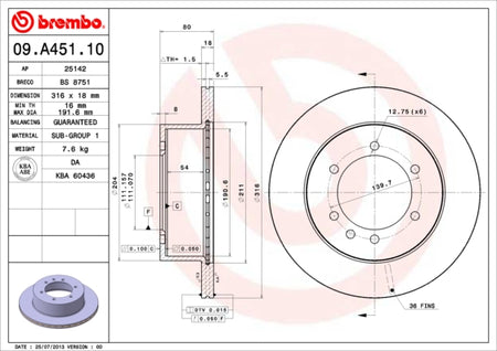 Disco freno posteriore Nissan cod.09.a451.10