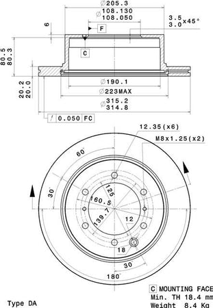 Disco freno posteriore Hyundai cod.09.a453.20