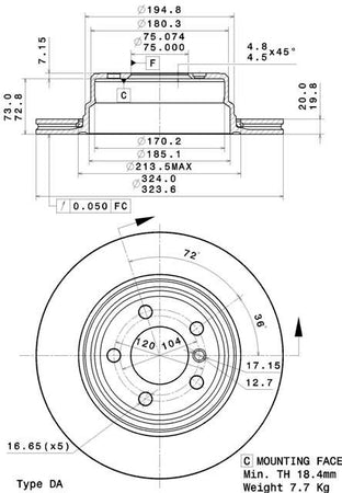 Disco freno posteriore Bmw cod.09.a541.11