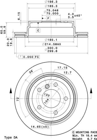 Disco freno posteriore Bmw cod.09.a604.10