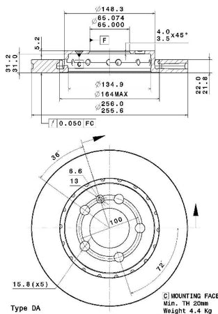 Disco freno posteriore Volkswagen cod.09.a652.10