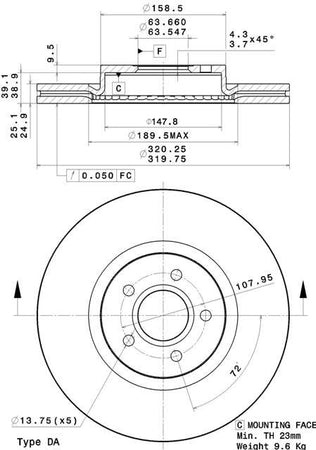 Disco freno anteriore Volvo cod.09.a728.10