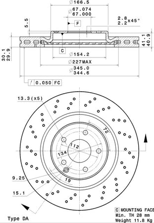 Disco freno anteriore Mercedes cod.09.a731.10