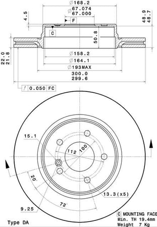 Disco freno posteriore Mercedes cod.09.a742.11