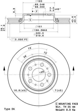 Disco freno anteriore Volvo cod.09.a757.10