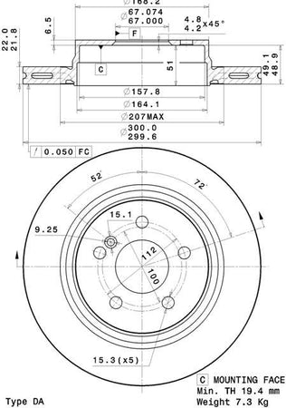 Disco freno posteriore Mercedes cod.09.a760.10