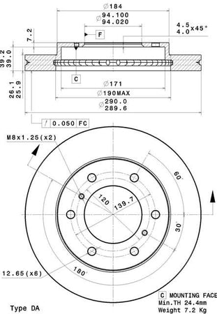 Disco freno anteriore Mitsubishi cod.09.a911.10