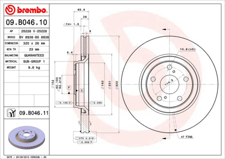 Disco freno anteriore Toyota cod.09.b046.10