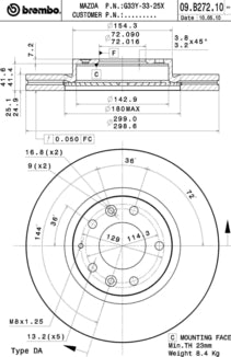 Disco freno anteriore Mazda cod.09.b272.10