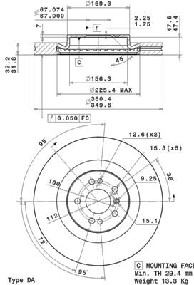 Disco freno anteriore Mercedes cod.09.r103.11