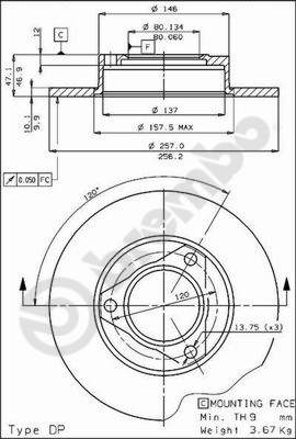 Disco freno anteriore Peugeot cod.08.1401.30