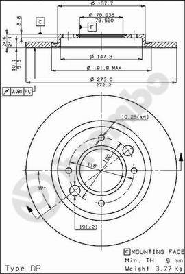 Disco freno posteriore Peugeot cod.08.2467.10