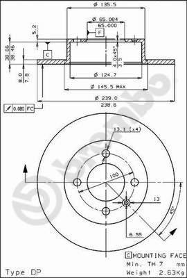 Disco freno anteriore Volkswagen cod.08.2878.10