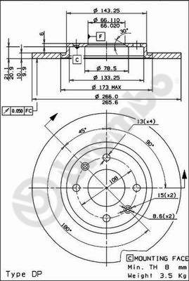 Disco freno anteriore Peugeot cod.08.2938.24