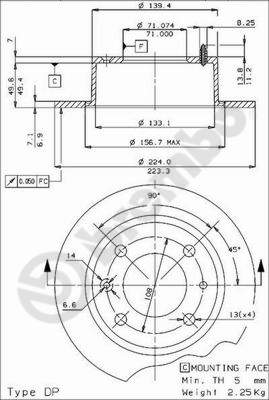 Disco freno posteriore Citroen cod.08.2939.14