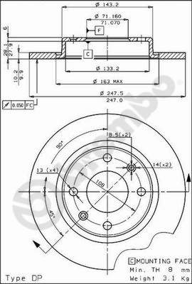 Disco freno posteriore Peugeot cod.08.2985.20