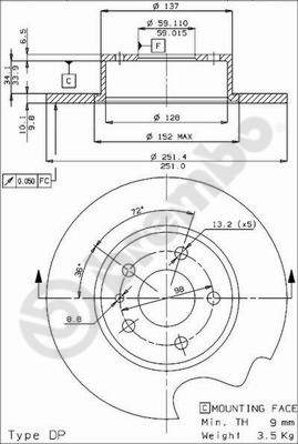 Disco freno posteriore Alfa Romeo cod.08.3126.24