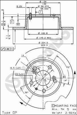 Disco freno posteriore Citroen cod.08.3953.10