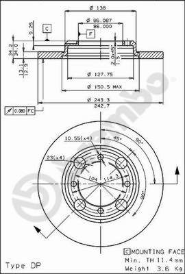 Disco freno anteriore Mitsubishi cod.08.4786.10