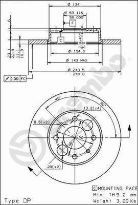 Disco freno posteriore Alfa Romeo cod.08.4917.20