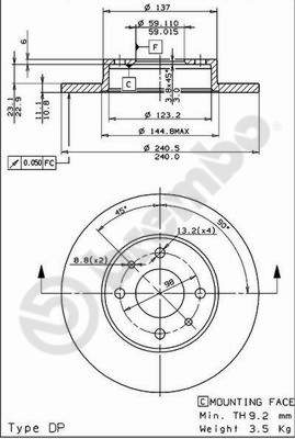 Disco freno posteriore Alfa Romeo cod.08.5085.14