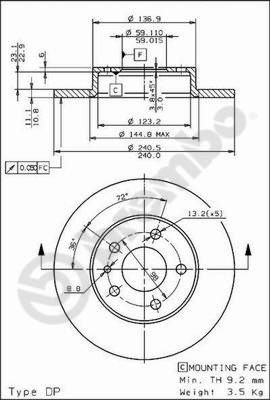 Disco freno posteriore Alfa Romeo cod.08.5085.20