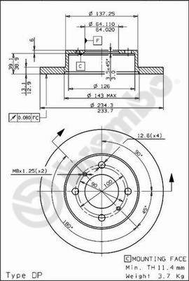 Disco freno anteriore Mitsubishi cod.08.5243.30