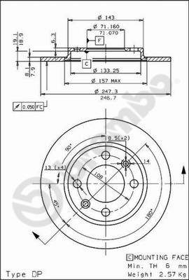 Disco freno posteriore Peugeot cod.08.5334.10