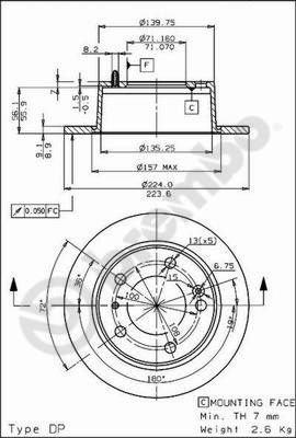 Disco freno posteriore Citroen cod.08.5352.10