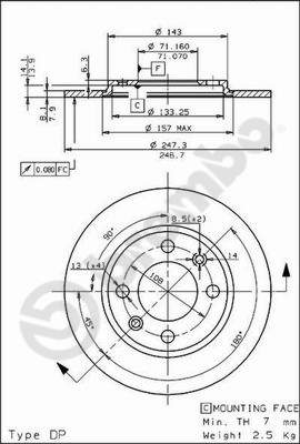 Disco freno posteriore Peugeot cod.08.5573.10