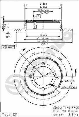 Disco freno posteriore Mitsubishi cod.08.5639.20