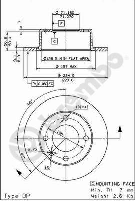 Disco freno posteriore Citroen cod.08.5729.14