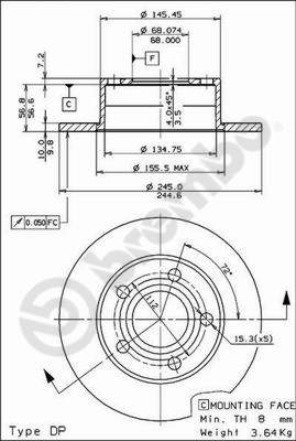 Disco freno posteriore Volkswagen cod.08.5743.14