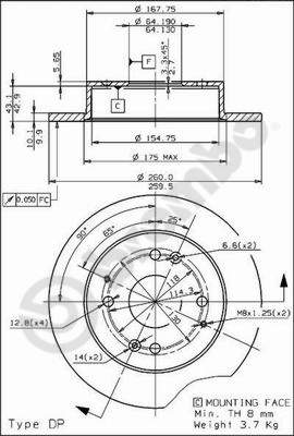 Disco freno posteriore Honda cod.08.5803.10