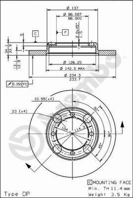 Disco freno anteriore Mitsubishi cod.08.7072.10