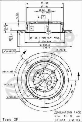 Disco freno posteriore Honda cod.08.7104.14