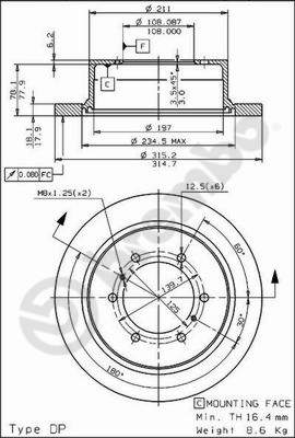 Disco freno posteriore Mitsubishi cod.08.7106.10