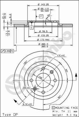 Disco freno anteriore Peugeot cod.08.7238.10