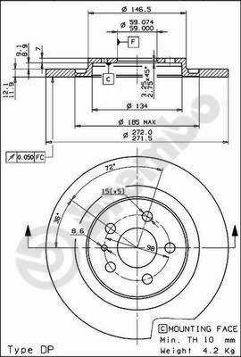 Disco freno posteriore Citroen cod.08.7955.10