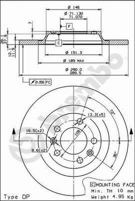 Disco freno posteriore Peugeot cod.08.8682.10