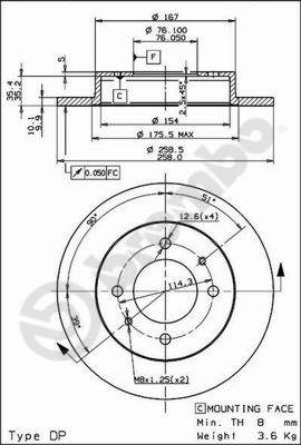 Disco freno posteriore Hyundai cod.08.9081.10