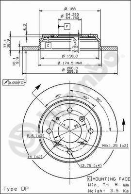 Disco freno posteriore Honda cod.08.9139.10