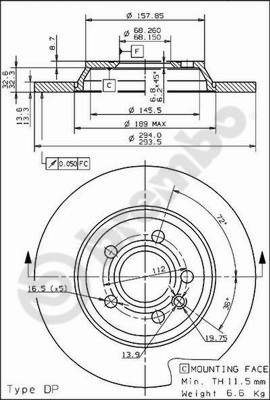 Disco freno posteriore Volkswagen cod.08.9176.10