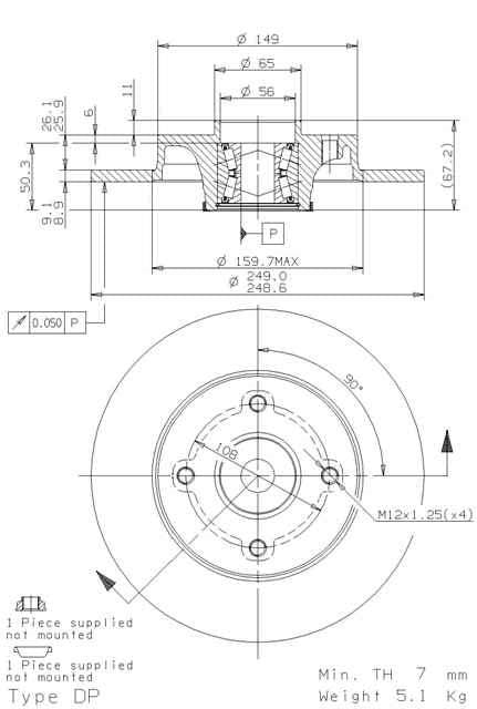 Disco freno posteriore Citroen cod.08.9512.17