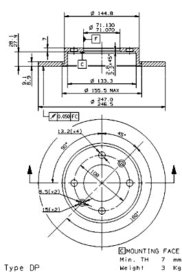 Disco freno posteriore Citroen cod.08.9719.10