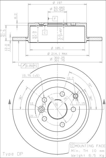 Disco freno posteriore Land Rover cod.08.9913.10