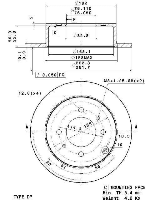 Disco freno posteriore Hyundai cod.08.a114.10